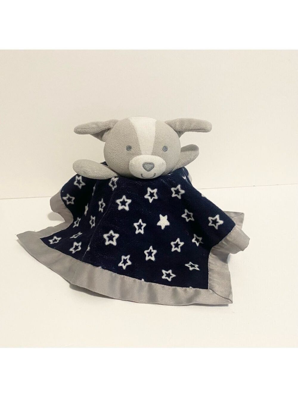 Child of Mine Puppy Dog Lovey Plush Security Blanket Gray Black Triangle Carters